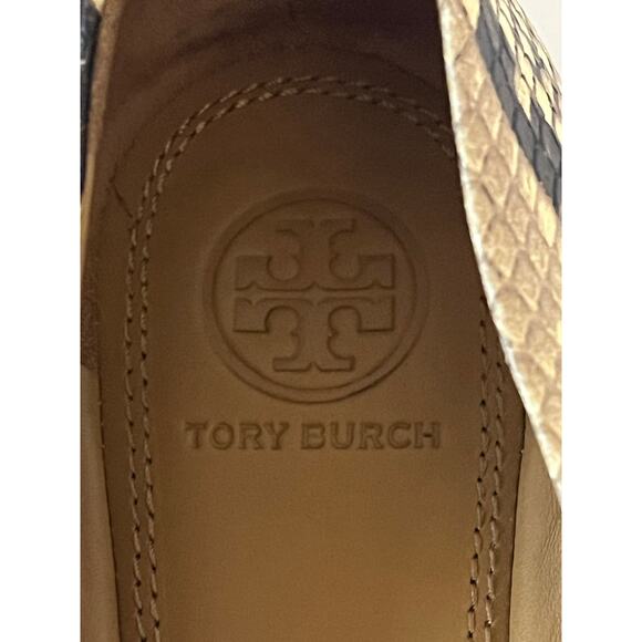 Tory Burch Chelsea Snake Printed Leather Cap Toe Ballet Flats Size 9.5 - Picture 3 of 8
